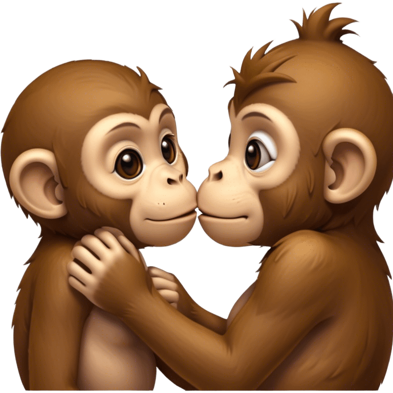 Two monkeys kissing emoji