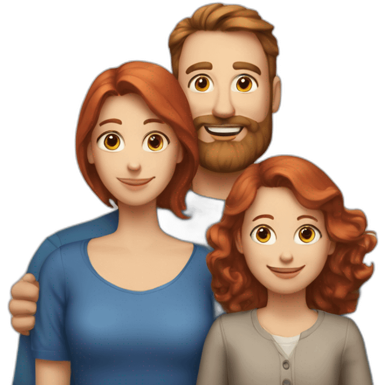 family-photo-a-a;-red-haired-dad-beard,-brown-haired-mom, red-haired-rabbit-blue-eyes emoji