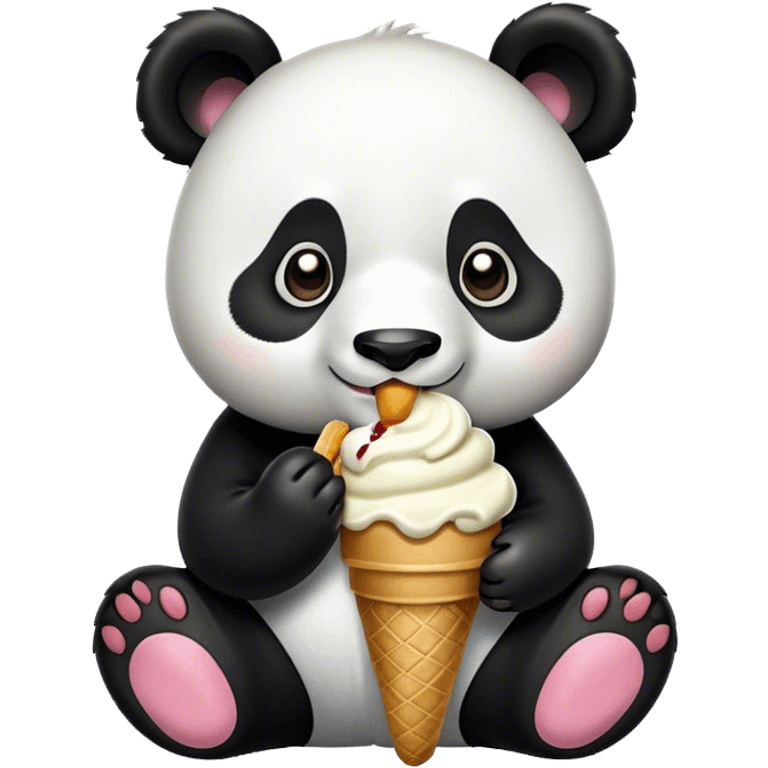 Panda eating ice cream emoji