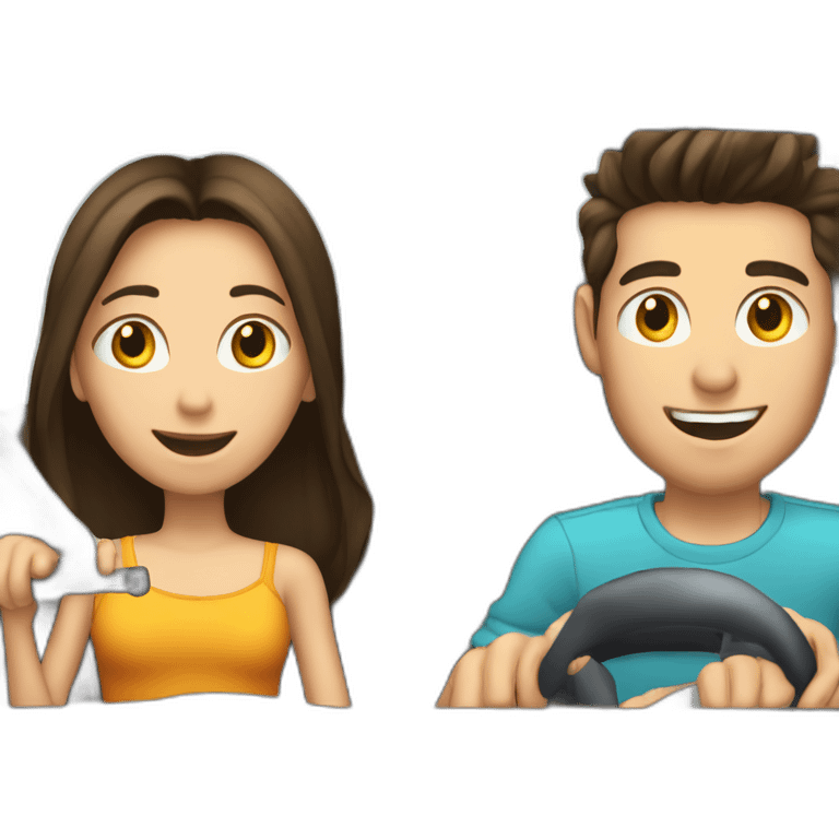 Brunette-boy-and-brunette-girl-roadster-car-driving emoji