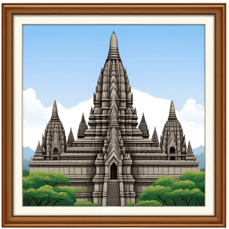 Prambanan Temple Landmark Emoji – Showcasing its towering Hindu temple spires with intricate carvings. emoji