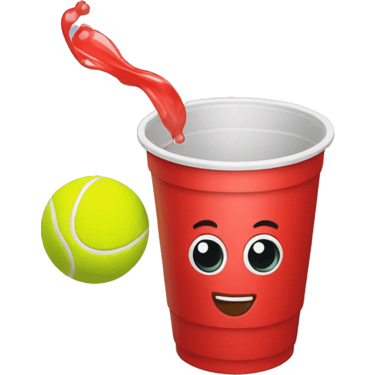 red plastic cup with a tennis ball falling in emoji