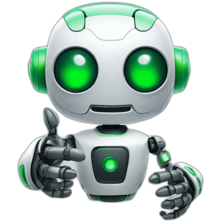 robot with green eyes thumbs up emoji