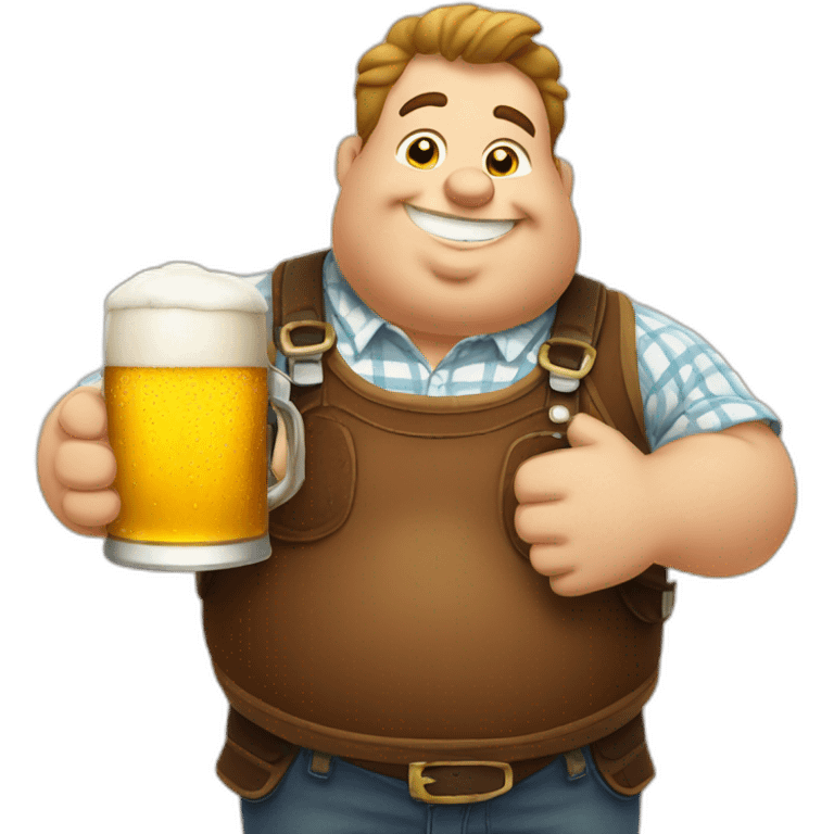 chubby guy drinking beer at oktoberfest emoji