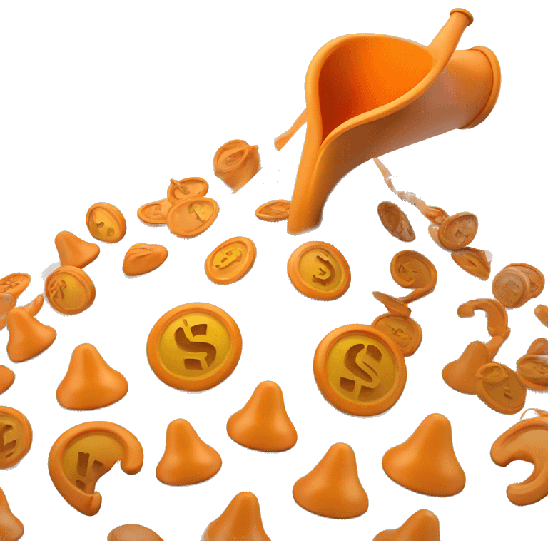 a orange colored 3d funnel time going in and cash coming out emoji