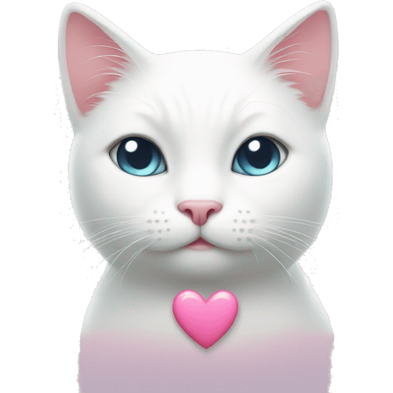 white cat with pink heart  emoji