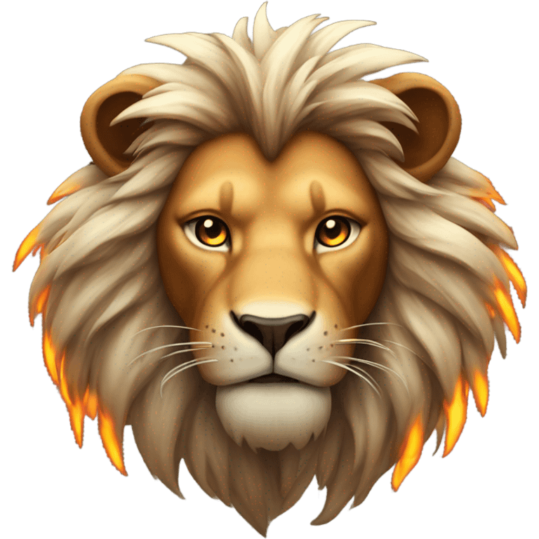 cool lion with flames emoji