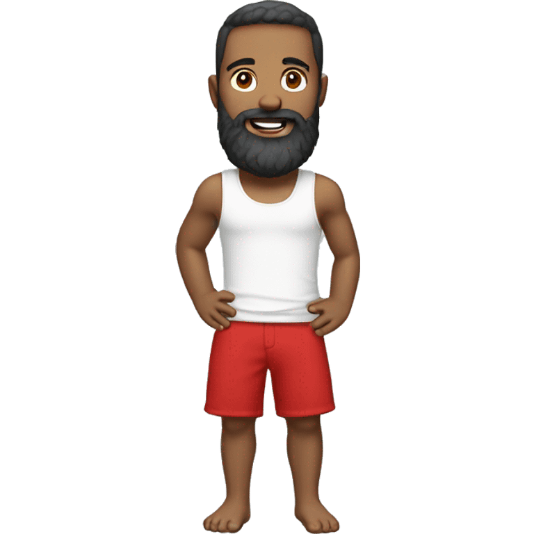 pearson with white tank top, red shorts and a beard emoji