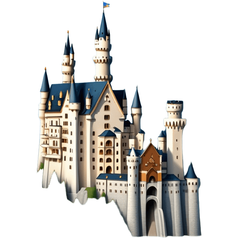 Cinematic Realistic Neuschwanstein Castle Landmark Emoji, depicted as the fairy‚Äêtale castle set against a mountainous backdrop rendered with dramatic lighting and intricate textures. emoji