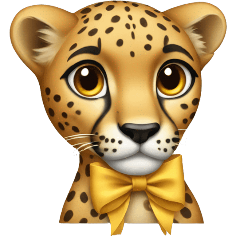 cheetah wearing a bow emoji