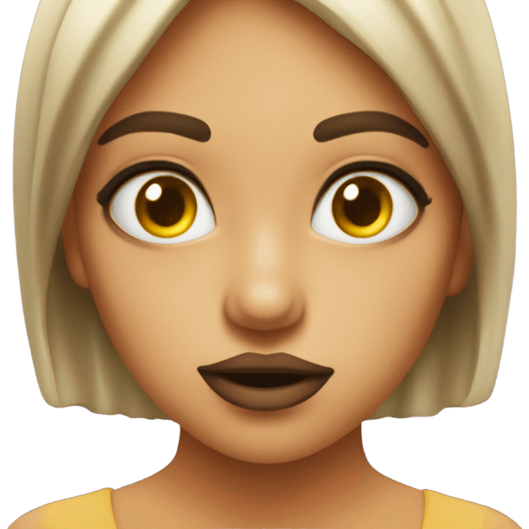 chica pintandose los labios con un gloss y que este guiñando un ojo emoji