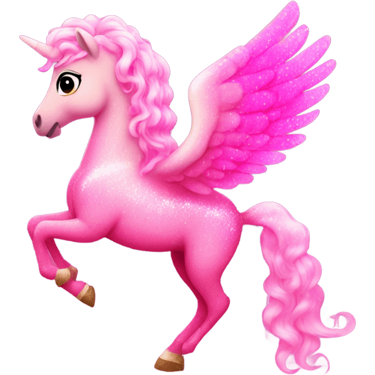 Hot pink ombre Pegasus covered in sparkles with light pink hair  emoji