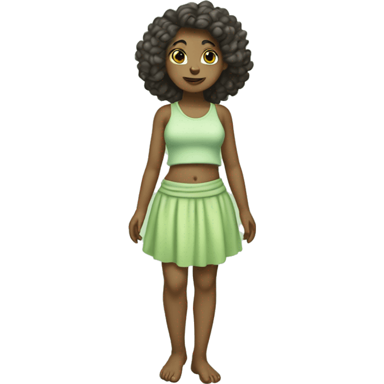 Barefoot nymph, with pastel green top and skirt emoji