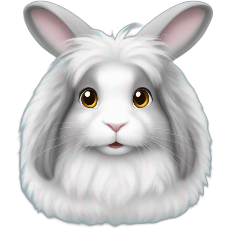 white and grey angora rabbit emoji