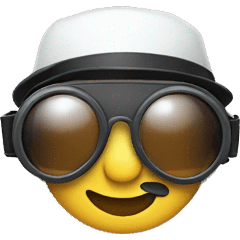 Goggle emoji with hat emoji