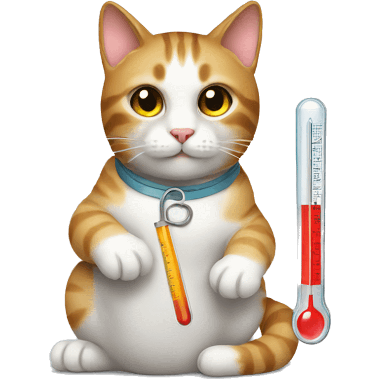 cat holding thermometer  emoji