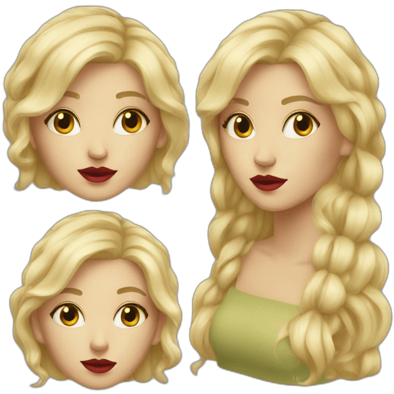 Blond hair girl with red lips emoji