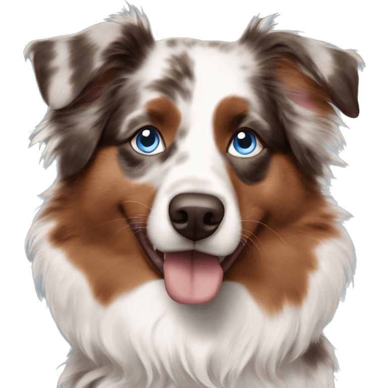 Red Merle Australian shepherd with blue eyes and a tail  emoji