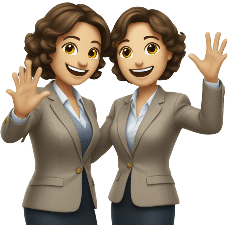 businesswoman duo brunette girls celebrating emoji