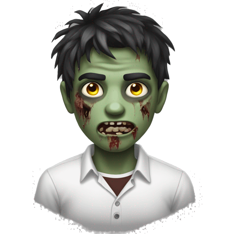 teen boy zombie with dark hair and white shirt emoji