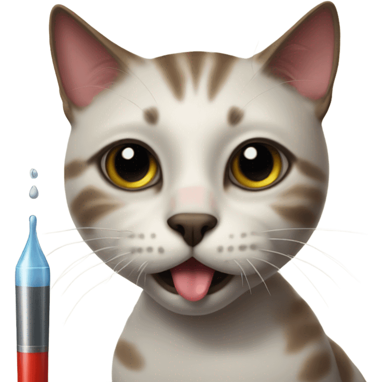 painted cat with sad face and a thermometer in its mouth emoji