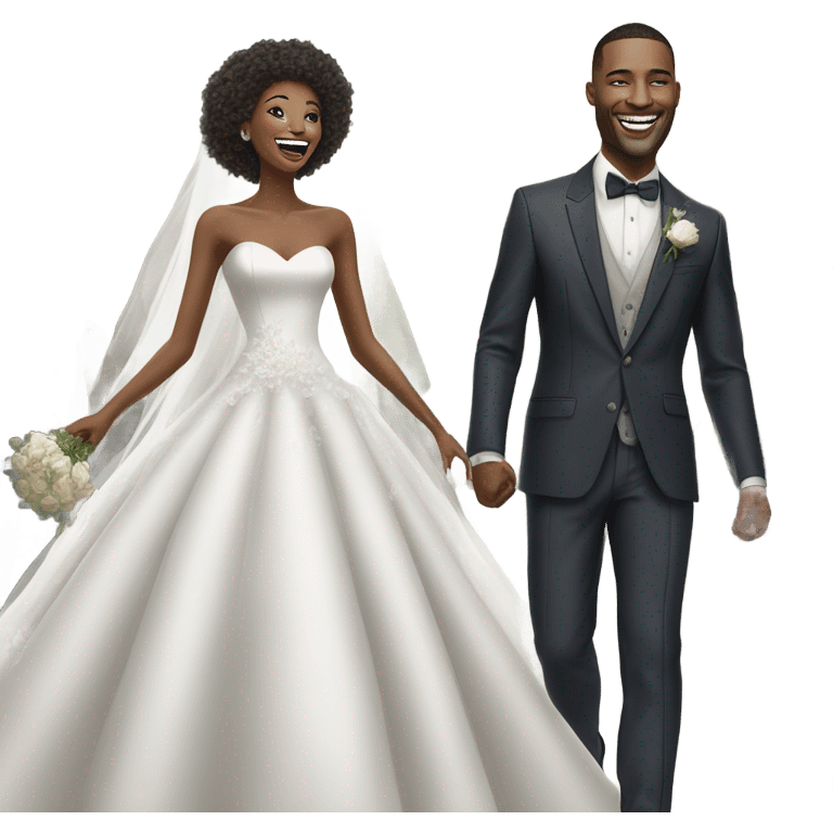 Hyper Realistic beautiful dior bride laughing with a handsome male model groom
 emoji