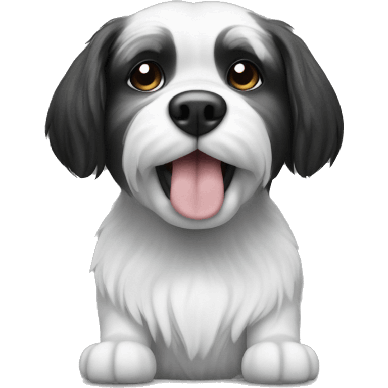 Dog shithzu black and white  emoji