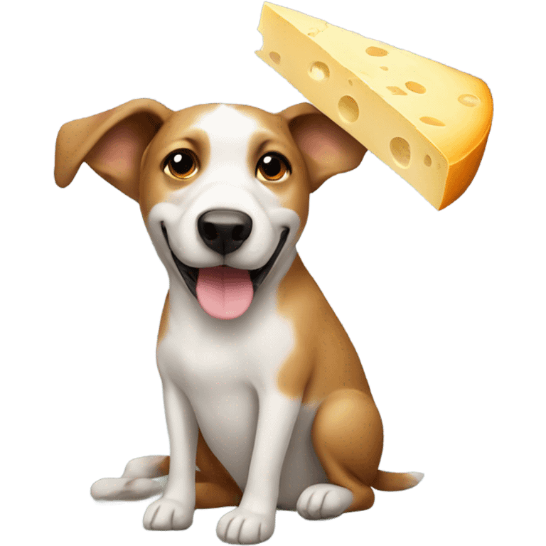 Dog holding a cheese wheel emoji