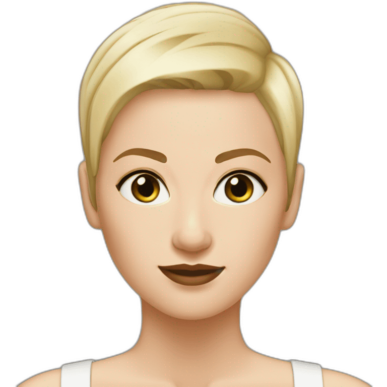 white woman green brown eyes shaved hair on one side blond short hair on other side emoji