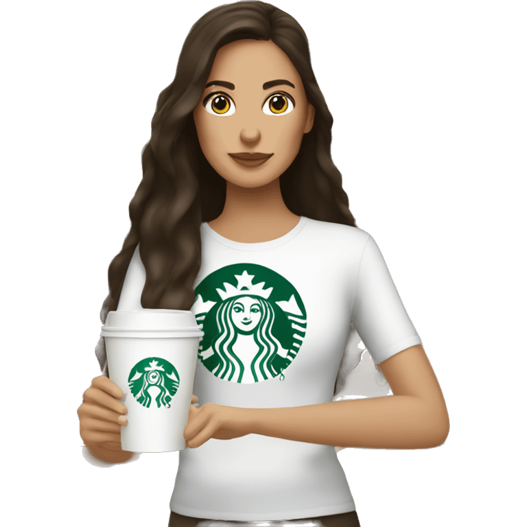 Brunette and starbucks emoji