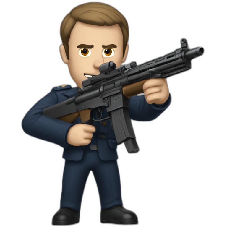 macron with a gun emoji