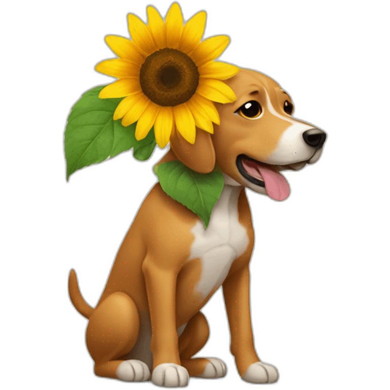 dog holding sunflower emoji