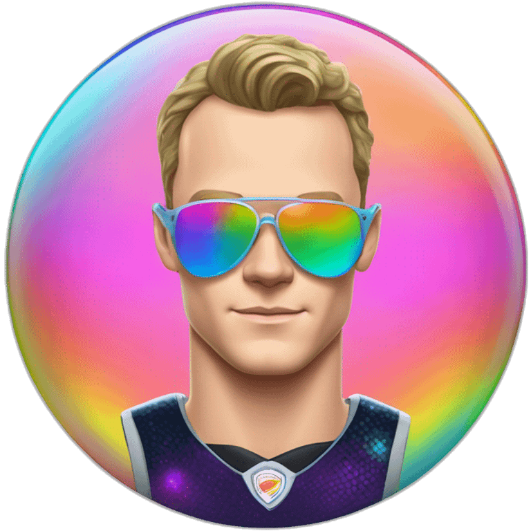 Fancy disco futuristic Jonathan Toews in rainbow bubble emoji