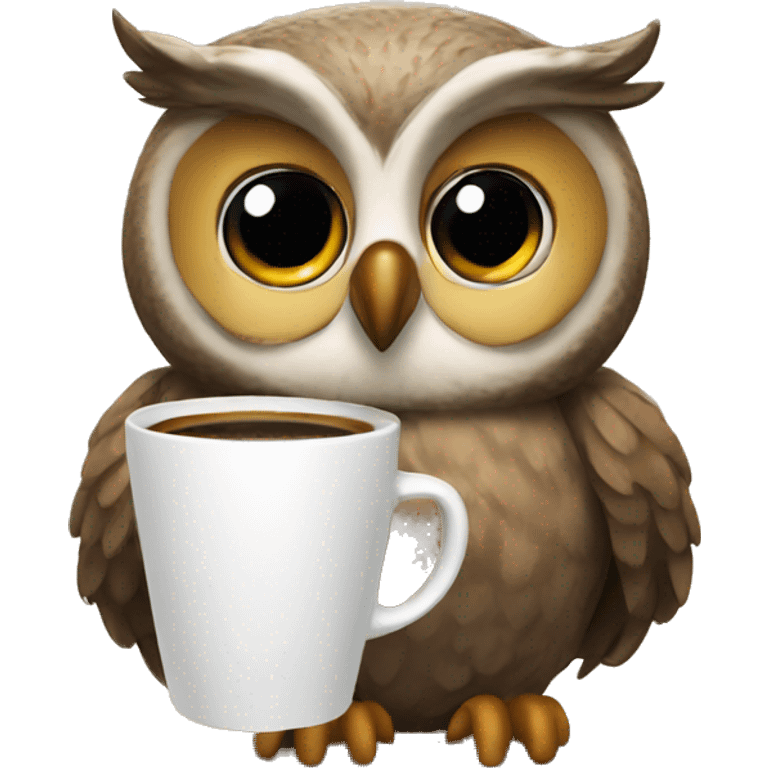 Owl drinking coffee  emoji