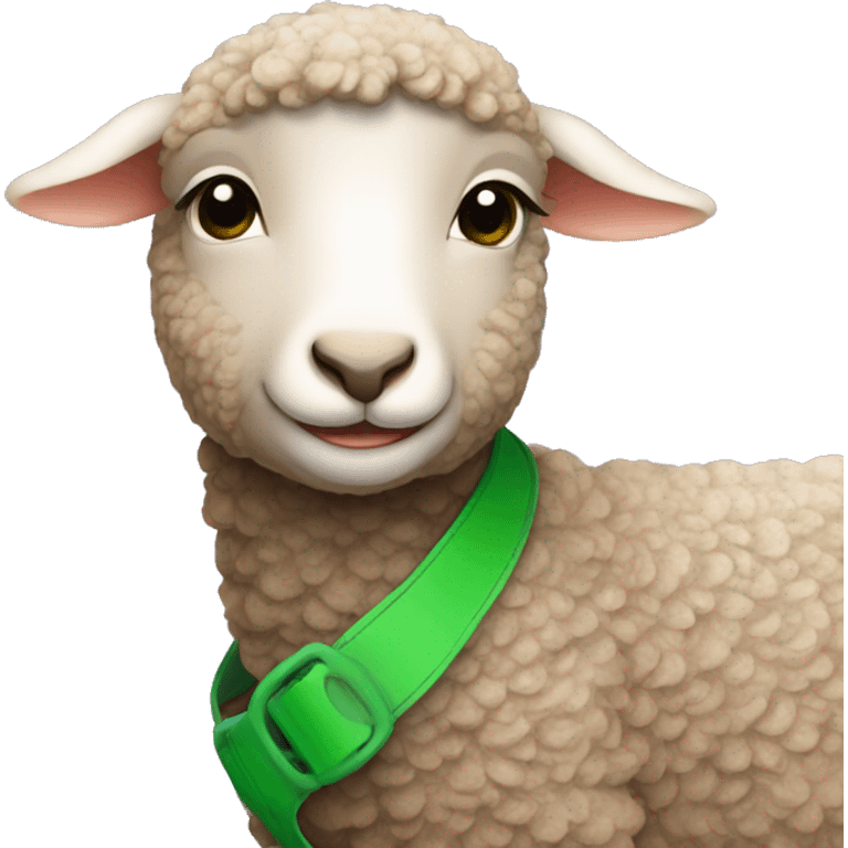 Brown lamb with a green halter emoji