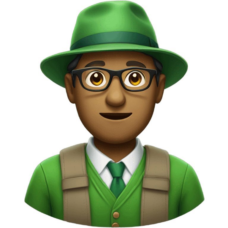 A man with glasses and a hat dressed in green  emoji