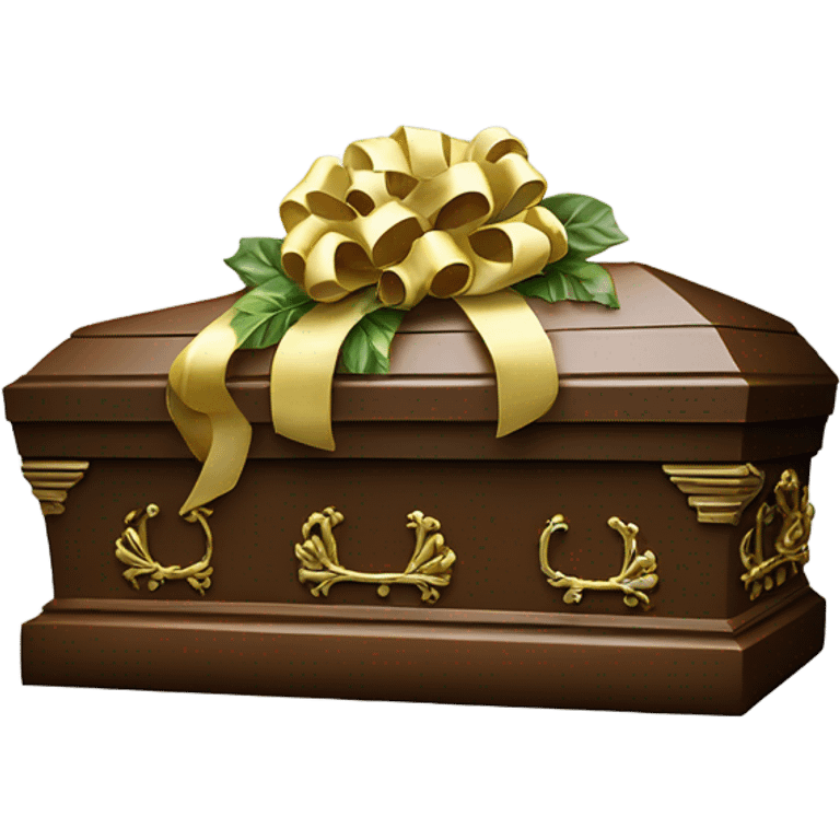 Casket with a big ribbon around it emoji