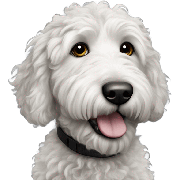 Black and white goldendoodle  emoji