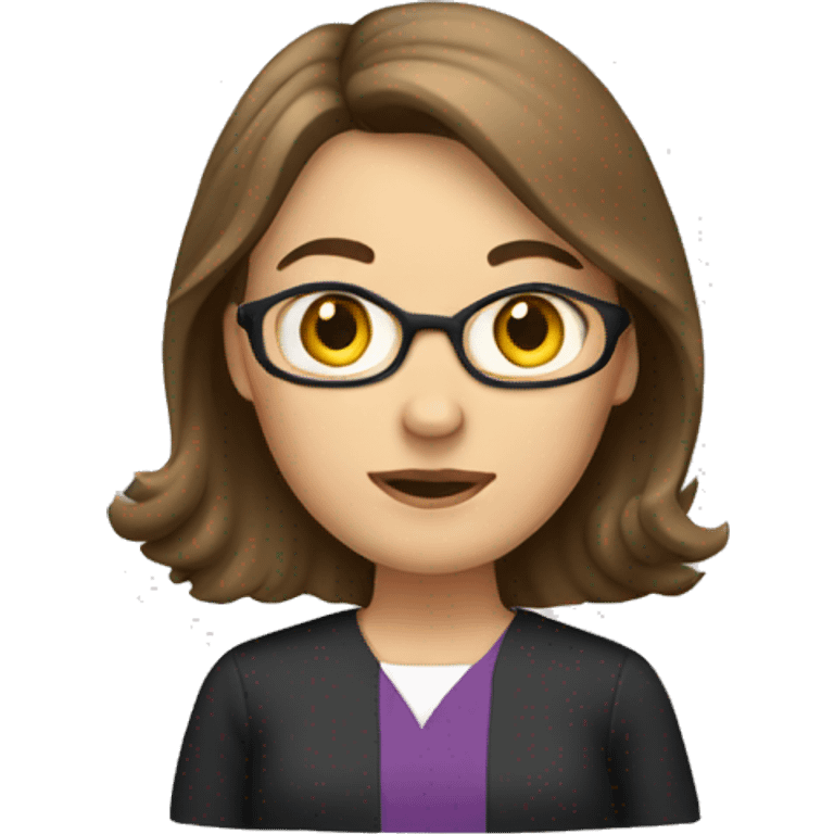 brown hair school teacher, lighter hair and dress emoji