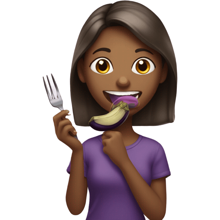 Girl eating eggplant emoji