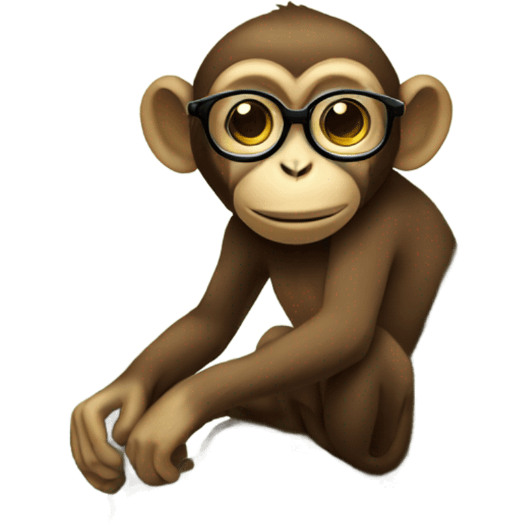 Monkey with glasses sitting in a tree emoji