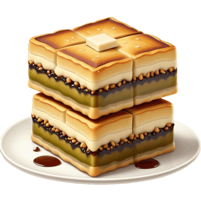 Martabak Cinematic Realistic Martabak Dish Emoji, depicted as a single, square slice of sweet, thick martabak with a rich, indulgent filling, rendered with detailed textures and vibrant, appetizing lighting. emoji