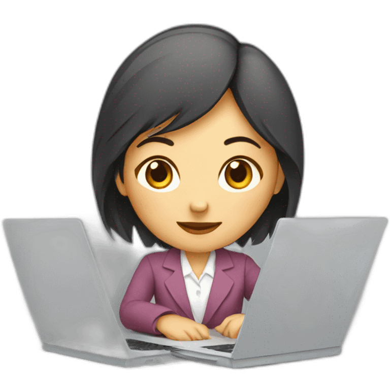 young-asian-office-woman-working-behind-laptop emoji