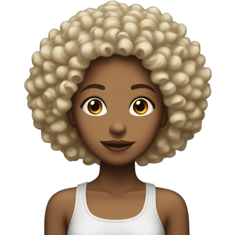 hyperealistic girl with curly afro emoji