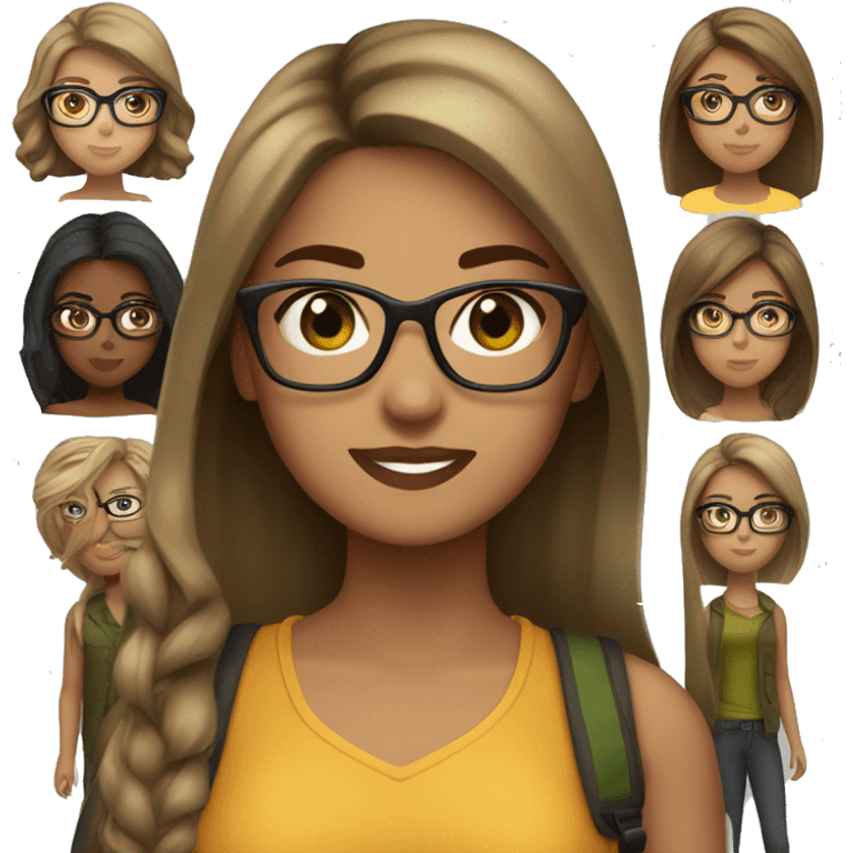 light brown hair green eyes straight hair olive skin woman with glasses emoji