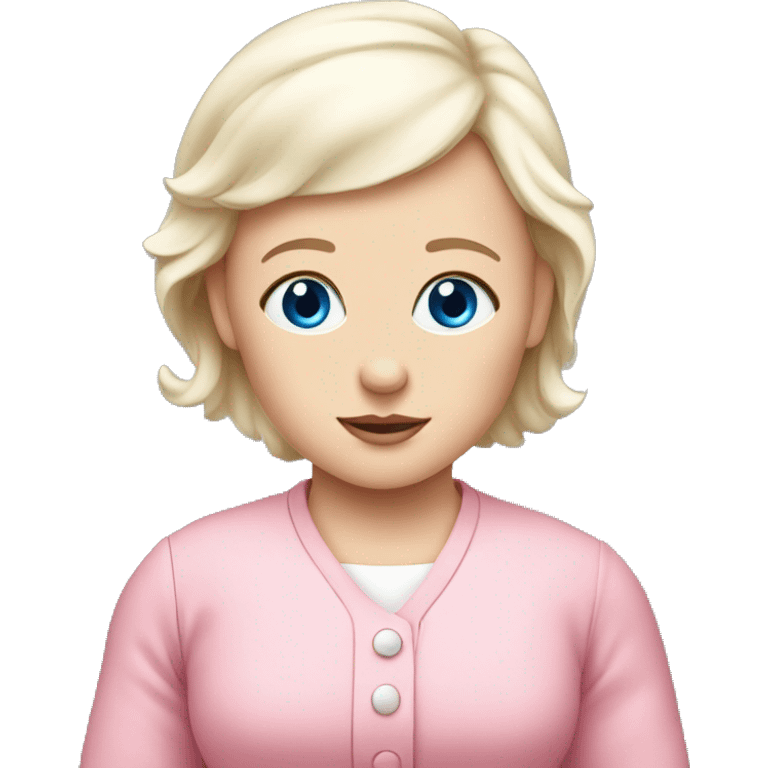 A blue-eyed baby next to a white mom in a pink outfit emoji