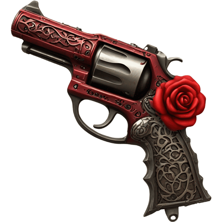 Red ghotic  rose pistol  emoji