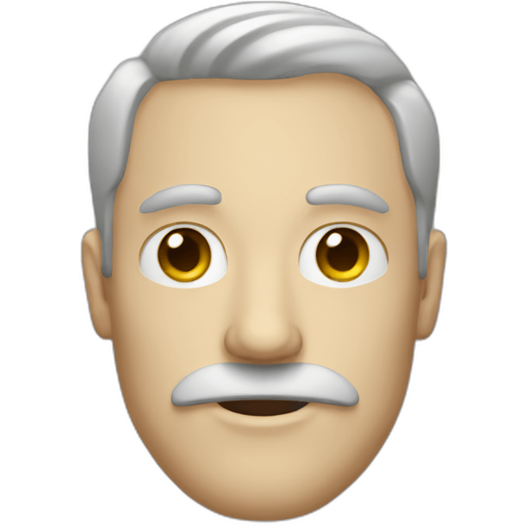 white man with moustache grey eyes emoji