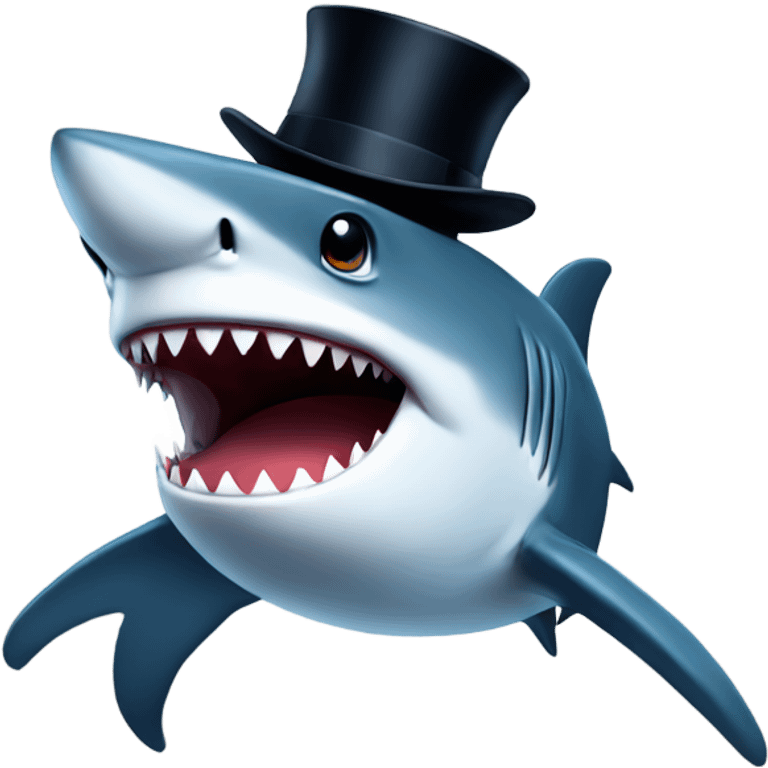 Shark with a top hat emoji