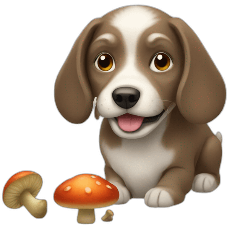 Dog picking mushrooms emoji